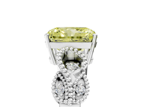 White gold Fancy Yellow Radiant Cut Solitaire Milgrain Leaf Band with Prong Setting_17