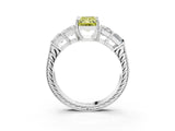 White gold Fancy Yellow Radiant Cut Solitaire Princess Side Stone Engraved Band Prong Setting Ring_15