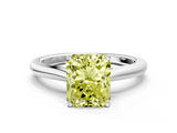 White gold Fancy Yellow Radiant  Cut Solitaire Ring with Cathedral Band and Four-Prong Setting_59