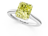 White gold Fancy Yellow Radiant  Cut Solitaire Ring with Cathedral Band and Four-Prong Setting_60