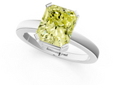 White gold Fancy Yellow Radiant  Cut Solitaire Ring with Four-Prong Setting and Classic Band_59