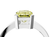 White gold Fancy Yellow Radiant  Cut Solitaire Ring with Four-Prong Setting and Classic Band_69