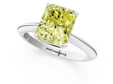 White gold Fancy Yellow Radiant  Cut Solitaire Ring with Four-Prong Setting on a Classic Band_26