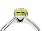 White gold Fancy Yellow Radiant  Cut Solitaire Ring with Four-Prong Setting on a Classic Band_29