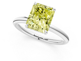 White gold Fancy Yellow Radiant  Cut Solitaire Ring with Thin Band and Four-Prong Setting_17