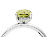 White gold Fancy Yellow Radiant  Cut Solitaire Ring with Thin Band and Four-Prong Setting_20