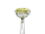 White gold Fancy Yellow Radiant  Cut Solitaire Ring with Thin Band and Four-Prong Setting_21
