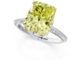 White gold Fancy Yellow Radiant Cut Solitaire Split Shank Pave Diamond Engagement Ring with Four-Prong Setting_13