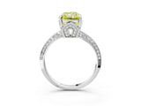 White gold Fancy Yellow Radiant Cut Solitaire Split Shank Pave Diamond Engagement Ring with Four-Prong Setting_15