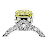 White gold Fancy Yellow Radiant Cut Solitaire Split Shank Pave Diamond Engagement Ring with Four-Prong Setting_16