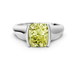 White gold Fancy Yellow Radiant Cut Solitaire Tension Set Diamond Ring with Split Shank Band_24