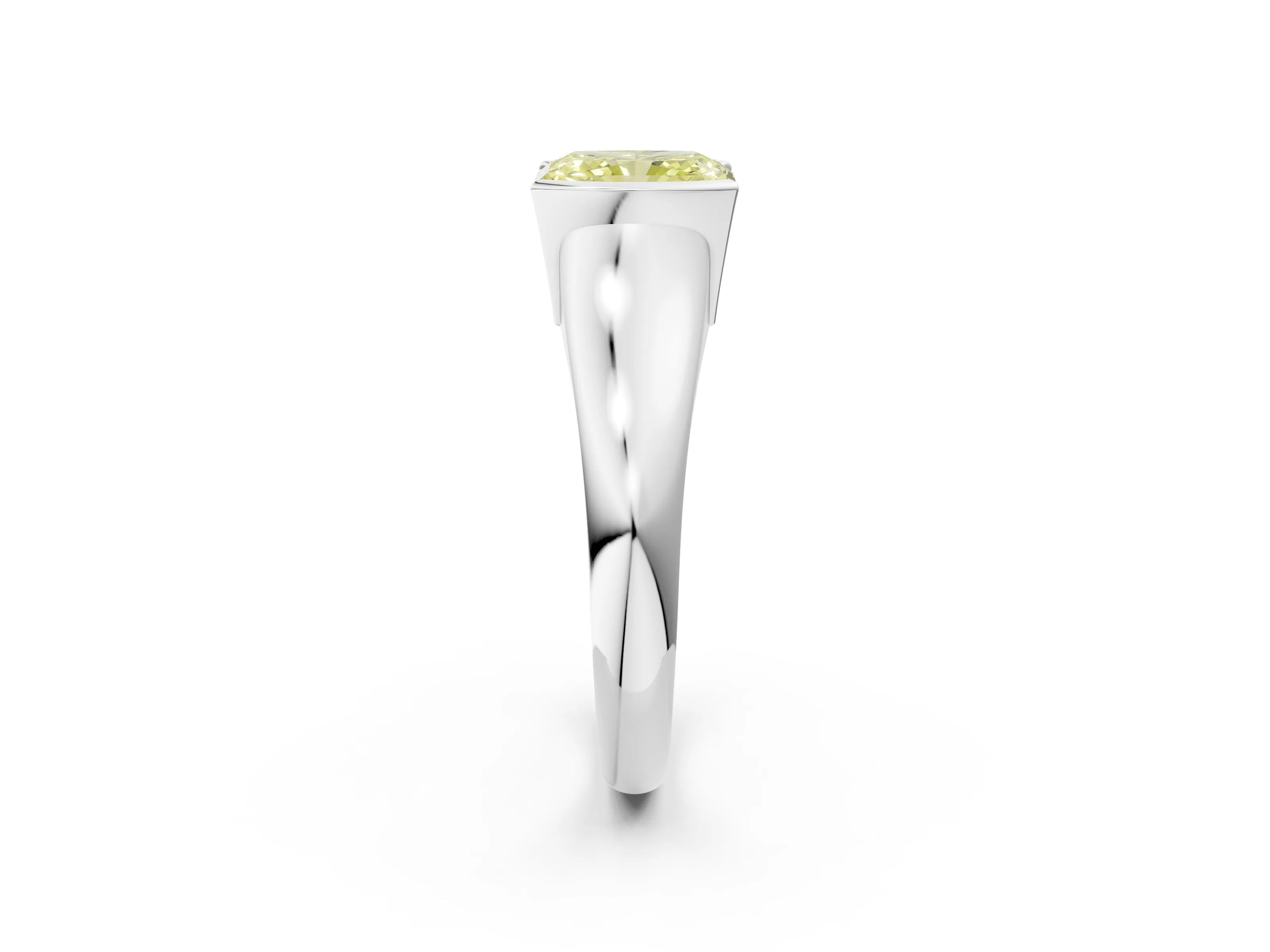White gold Fancy Yellow Radiant Cut Solitaire Tension Set Diamond Ring with Split Shank Band_26