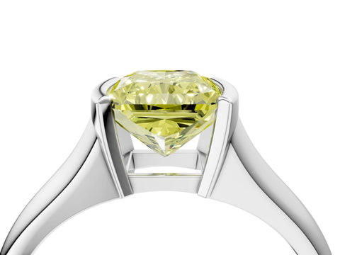 White gold Fancy Yellow Radiant Cut Solitaire Tension Set Diamond Ring with Split Shank Band_28