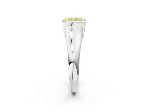 White gold Fancy Yellow Radiant Cut Solitaire Tension Set Diamond Ring with Split Shank Band_2