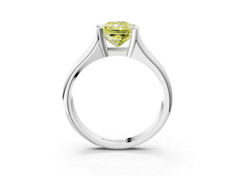 White gold Fancy Yellow Radiant Cut Solitaire Tension Set Diamond Ring with Split Shank Band_3