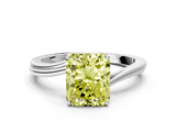 White gold Fancy Yellow Radiant  Cut Solitaire Twist Band Ring with Four-Prong Setting_20