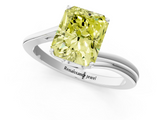 White gold Fancy Yellow Radiant  Cut Solitaire Twist Band Ring with Four-Prong Setting_20