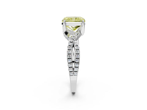 White gold Fancy Yellow Radiant Cut Solitaire Twist Pave Diamond Engagement Ring with Prong Setting_14