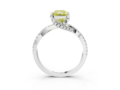 White gold Fancy Yellow Radiant Cut Solitaire Twist Pave Diamond Engagement Ring with Prong Setting_15