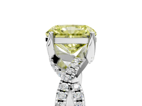 White gold Fancy Yellow Radiant Cut Solitaire Twist Pave Diamond Engagement Ring with Prong Setting_17