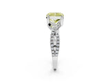 White gold Fancy Yellow Radiant Cut Solitaire Twist Pave Diamond Engagement Ring with Prong Setting_2