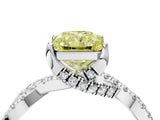 White gold Fancy Yellow Radiant Cut Solitaire Twist Pave Diamond Engagement Ring with Prong Setting_4