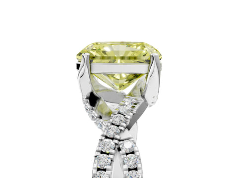 White gold Fancy Yellow Radiant Cut Solitaire Twist Pave Diamond Engagement Ring with Prong Setting_5