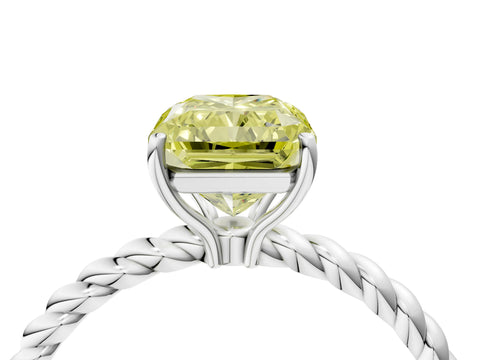 White gold Fancy Yellow Radiant Cut Solitaire Twisted Band 4-Prong Ring_28