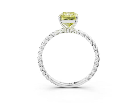 White gold Fancy Yellow Radiant Cut Solitaire Twisted Band 4-Prong Ring_38