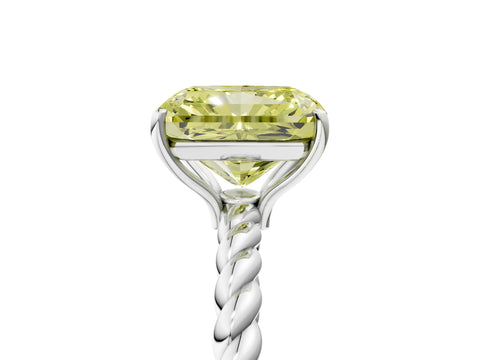 White gold Fancy Yellow Radiant Cut Solitaire Twisted Band 4-Prong Ring_40