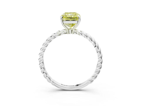 White gold Fancy Yellow Radiant Cut Solitaire Twisted Band 4-Prong Ring_45