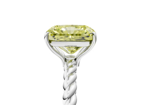 White gold Fancy Yellow Radiant Cut Solitaire Twisted Band 4-Prong Ring_53