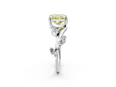 White gold Fancy Yellow Radiant Cut Solitaire Twisted Band Marquise Accent Prong Setting Ring_2