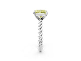 White gold Fancy Yellow Radiant  Cut Solitaire Twisted Band with Four-Prong Setting_55