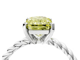 White gold Fancy Yellow Radiant  Cut Solitaire Twisted Band with Four-Prong Setting_57