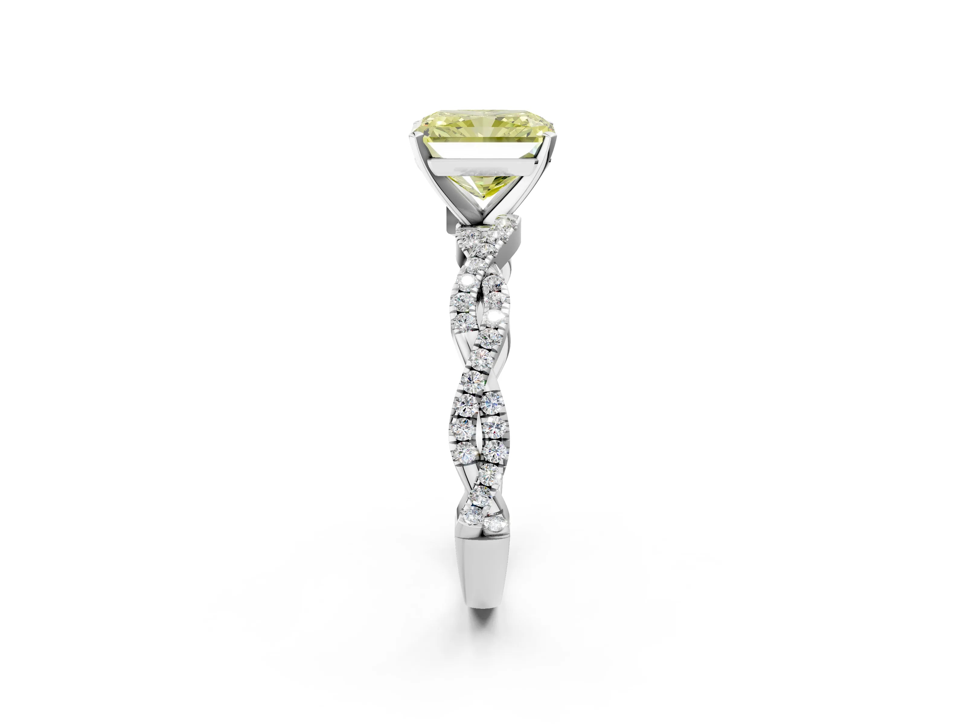 White gold Fancy Yellow Radiant Cut Solitaire Twisted Pave Band with Four-Prong Setting_17