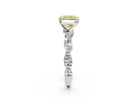 White gold Fancy Yellow Radiant Cut Solitaire Twisted Pave Band with Four-Prong Setting_17