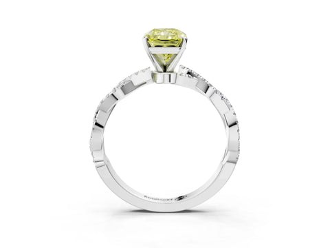 White gold Fancy Yellow Radiant Cut Solitaire Twisted Pave Band with Four-Prong Setting_18