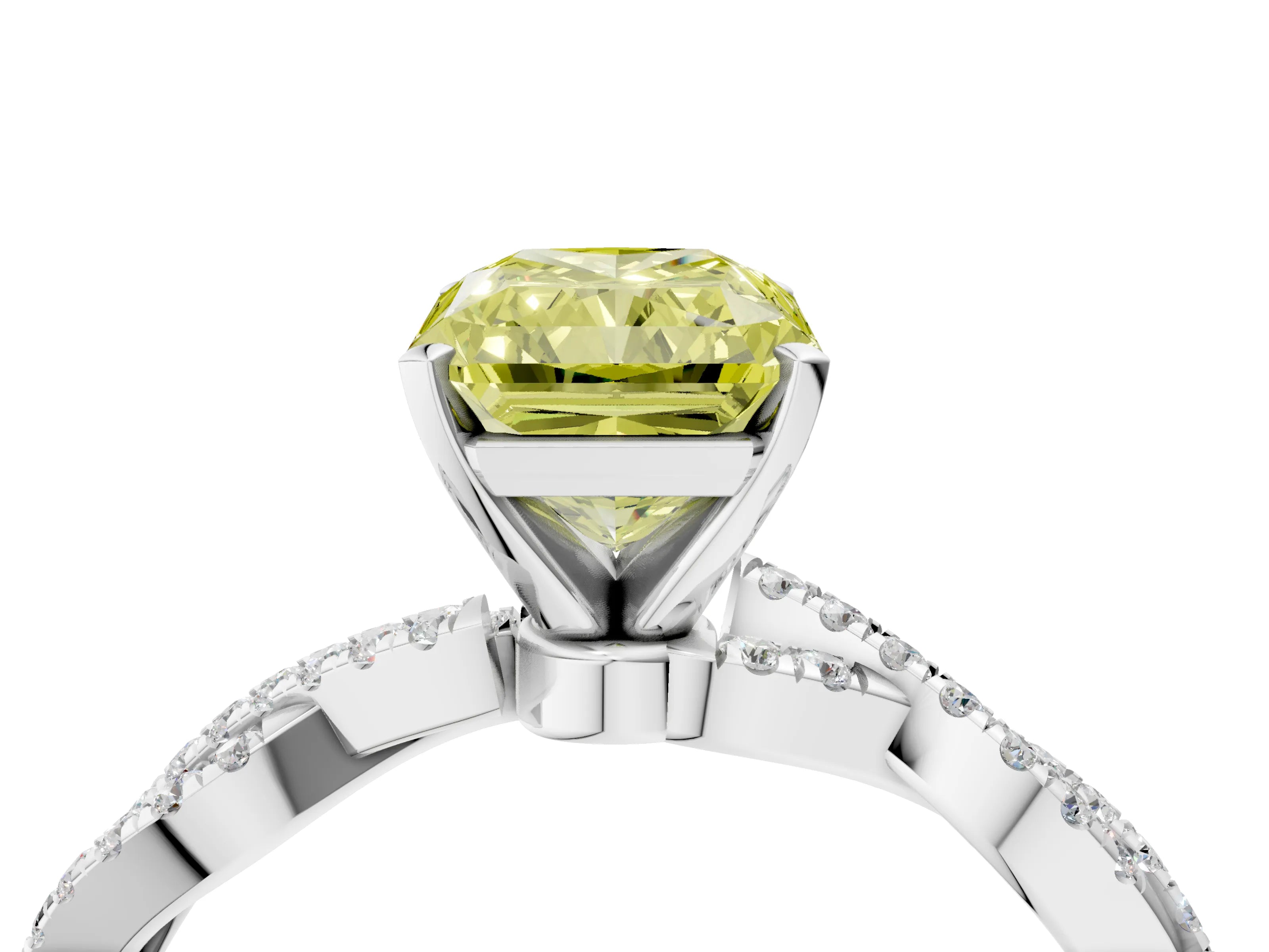 White gold Fancy Yellow Radiant Cut Solitaire Twisted Pave Band with Four-Prong Setting_19