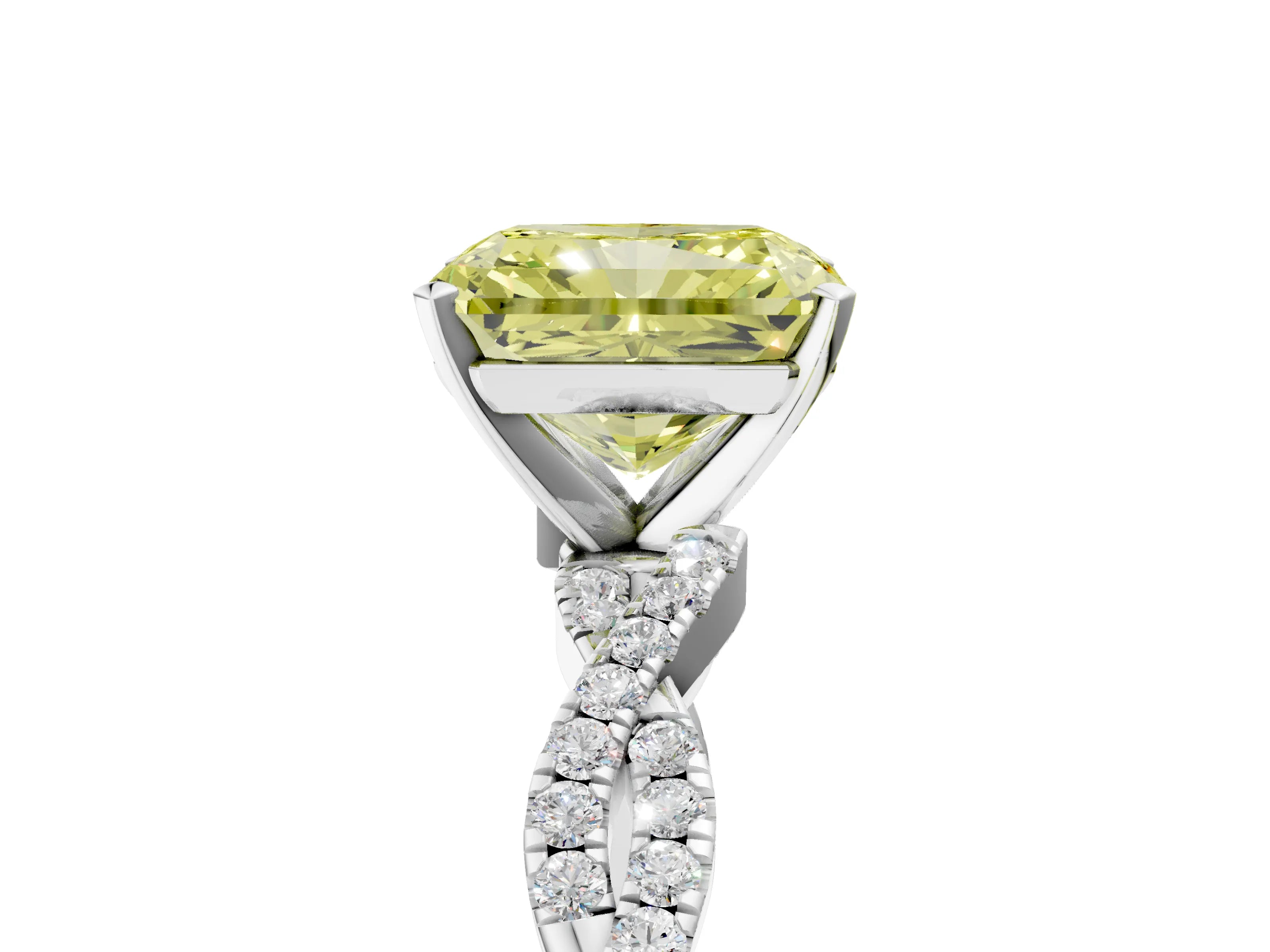 White gold Fancy Yellow Radiant Cut Solitaire Twisted Pave Band with Four-Prong Setting_20