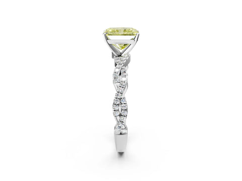 White gold Fancy Yellow Radiant Cut Solitaire Twisted Pave Band with Four-Prong Setting_5