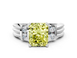 White gold Fancy Yellow Radiant  Cut Three-Stone Channel Set Ring with Bar Prongs_64