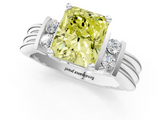 White gold Fancy Yellow Radiant  Cut Three-Stone Channel Set Ring with Bar Prongs_65