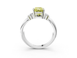 White gold Fancy Yellow Radiant  Cut Three-Stone Channel Set Ring with Bar Prongs_67