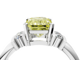White gold Fancy Yellow Radiant  Cut Three-Stone Channel Set Ring with Bar Prongs_68