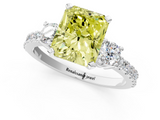 White gold Fancy Yellow Radiant  Cut Three-Stone Diamond Pavé Band with Prong Setting_17