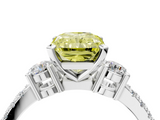 White gold Fancy Yellow Radiant  Cut Three-Stone Diamond Pavé Band with Prong Setting_20