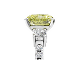 White gold Fancy Yellow Radiant  Cut Three-Stone Diamond Pavé Band with Prong Setting_22