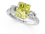 White gold Fancy Yellow Radiant  Cut Three-Stone Diamond Pave Band with Prong Setting_38