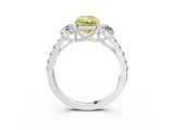 White gold Fancy Yellow Radiant  Cut Three-Stone Diamond Pave Band with Prong Setting_40